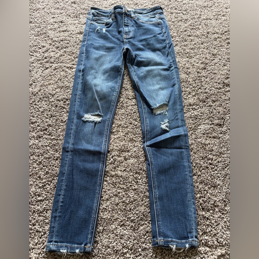 Flying Monkey Women's Distressed Skinny Jeans - Blue